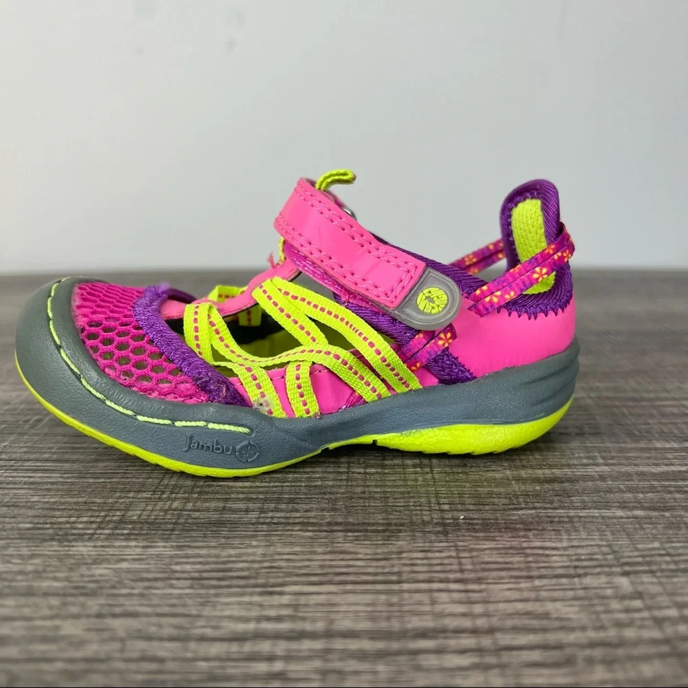 JAMBU Girls EVERLY Mesh Land and Water Ready‎ Fisherman Style Sandal Pink